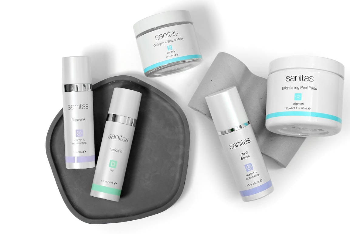 Sanitas skincare products on a white background
