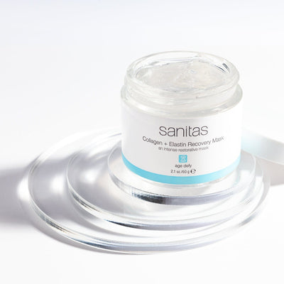 collagen + elastin mask on clear riser and cap off
