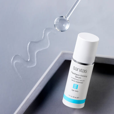 peptiderm firming serum on gray plate