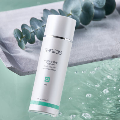 purifying clay cleanser with plant and water
