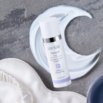 rejuvena on table with eye covers next to it