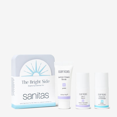 The Bright Side set: Brightening Essentials Trio containing Lemon Cream Scub 10g, Vita C Serum 5 mL, Hyaluronic Concentrate 5 mL 