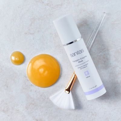 pumpkin enzyme mask on table with brush