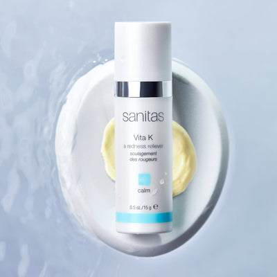 vita k on white plate with product texture behind it 